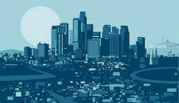Los Angeles Skyline in Blue